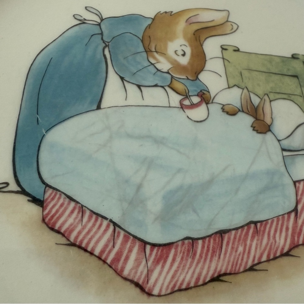 Beatrix Potter Peter Rabbit Camomile Tea" 7” Nursery Plate-Wedgwood Barlaston - Picture 11 of 13